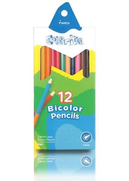 Олівці кольорові Colorite 12 шт. 24 кольори 1110-12CB Marco