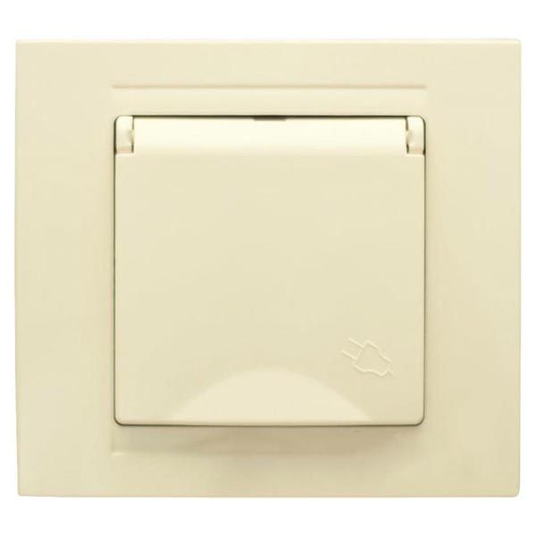 Розетка із заземленням Gunsan Moderna без шторок з кришкою кремовий