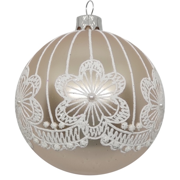 Шар новогодний 9710-4 80 мм бежевый