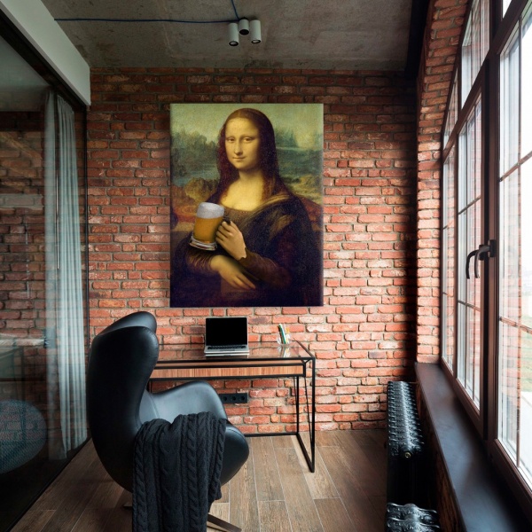 Постер Mona Lisa with beer 90x120 см Brushme 