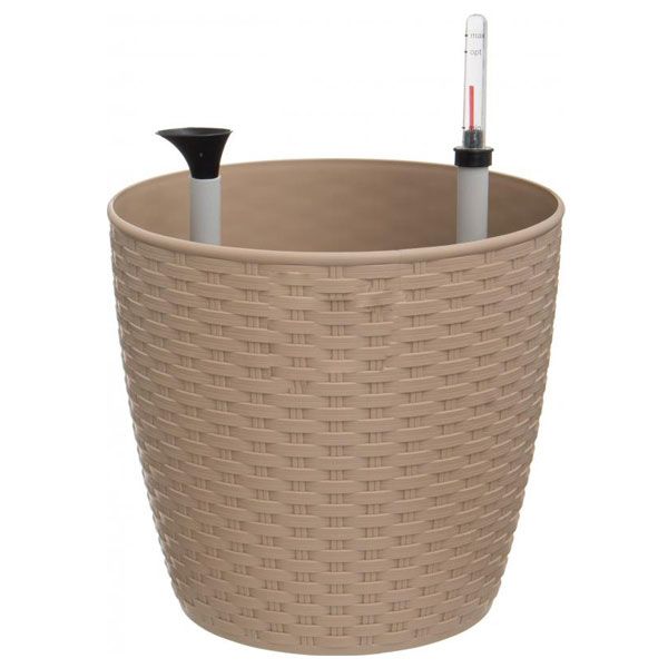 Горщик пластиковий Алеана Ротанг круглий 7,6л кремовий 