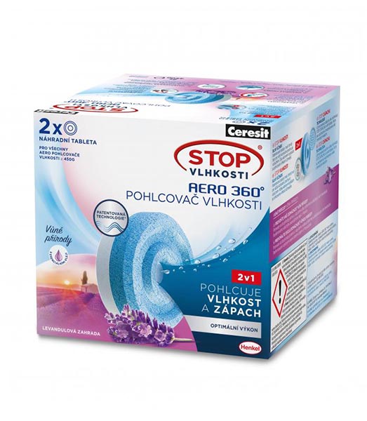 Таблетки змінні Ceresit STOP Волога AERO 360° з ароматом лаванди 2х450 г (2629449 )