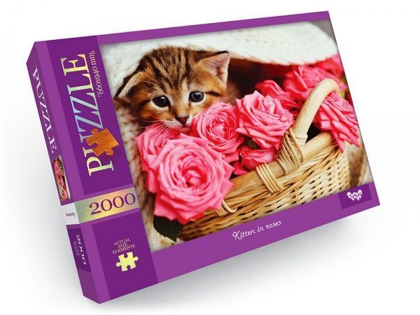 Пазлы Danko Toys 2000 эл. с.1 №5 Kitten In Roses С2000-01-05