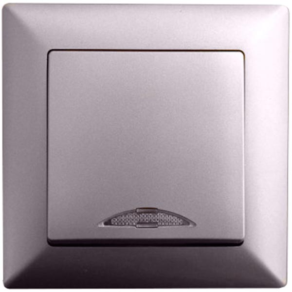 Вимикач одноклавішний Gunsan Visage з підсвіткою 16 А 250В IP20 срібний VS 28 15 102