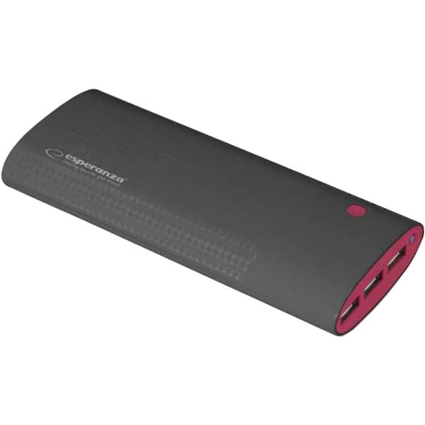 Внешний аккумулятор (Powerbank) Esperanza 13800 mAh (EMP115KC) Uranium Black/Burgundy 