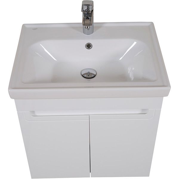 Тумба подвесная Aqua Rodos Омега с умывальником Frame 60 см белая