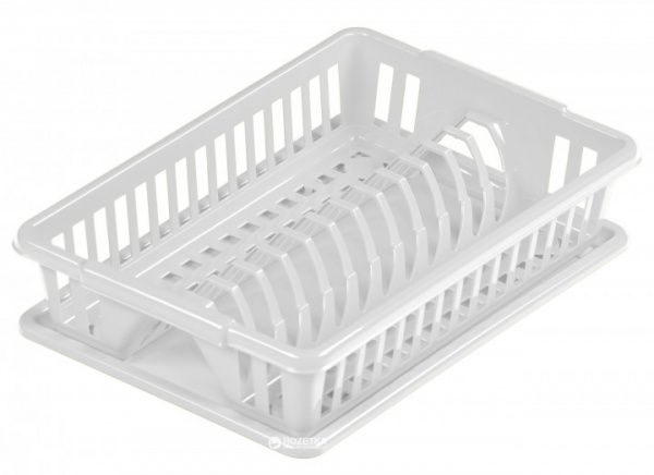 Сушарка для посуду пластикова з піддоном Кітченмікс HDR 2201_біла Heidrun