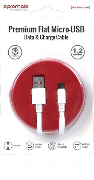 Кабель Promate USB – microUSB 1,2 м чорний (linkmate-u2f.white) 