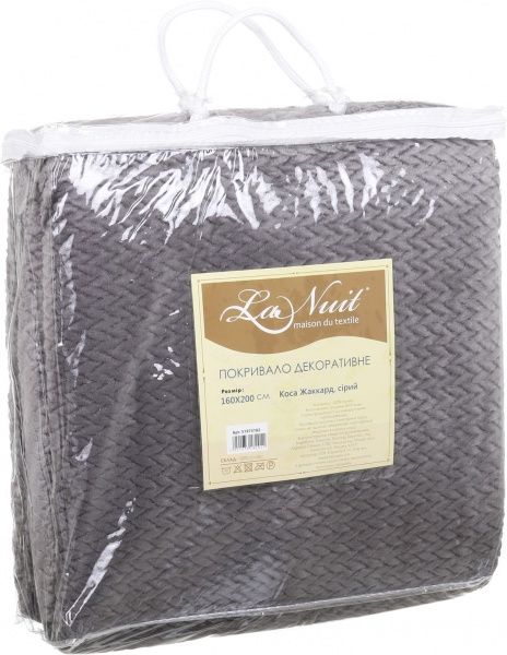 Покривало декоративне Коса Жакард 160x200 см La Nuit сірий 