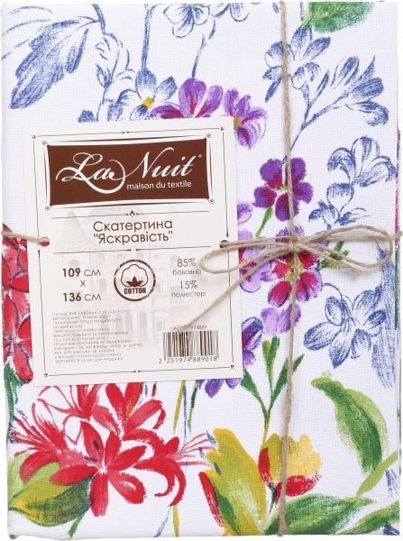 Скатерть Красочность 109x136 см белый с принтом La Nuit 