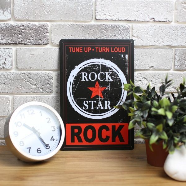 Табличка жестяная печатная Rock star 30x20 см разноцветный 