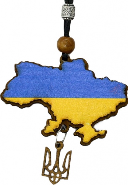 Подвеска деревянная Карта Украины 15 см разноцветный P-2213