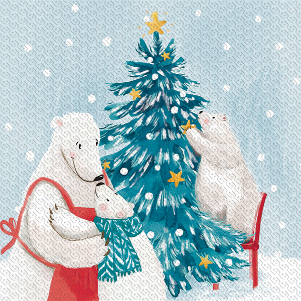 Салфетки столовые Silken Мишки и Рождество 33х33 см 12 шт.