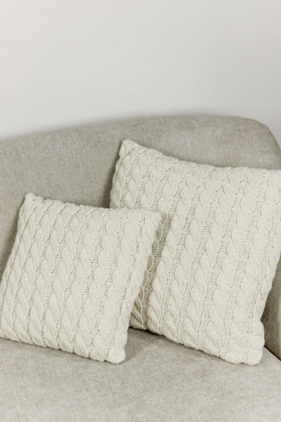 Подушка декоративная Косы 45x45 см кремовый 