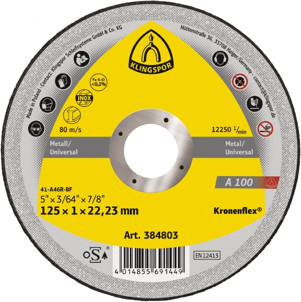 Круг відрізний Klingspor 125х1,0x22,23 мм 1 шт. Абразивні круги