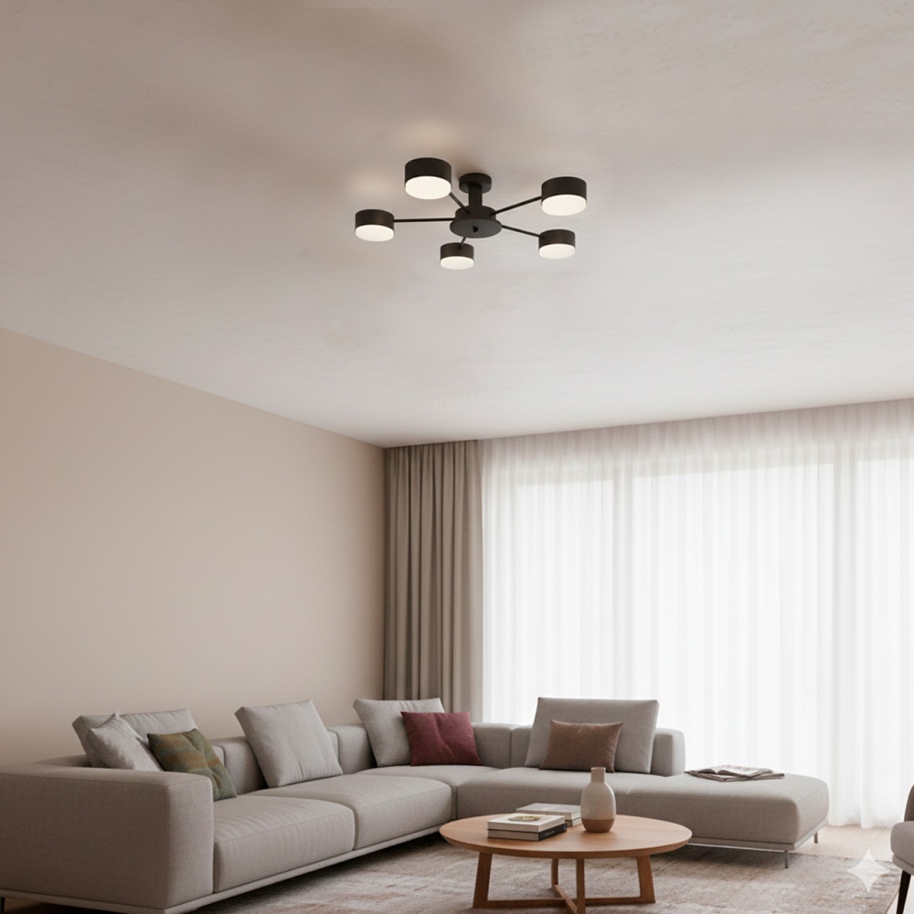 Люстра стельова Eurolamp Iron Glow 5xGX70 чорний LED-LR-5хGX70(black)