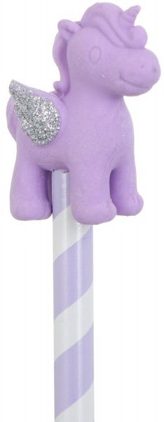 Олівець чорнографітний із гумкою Єдиноріг з крилами фіолетовий