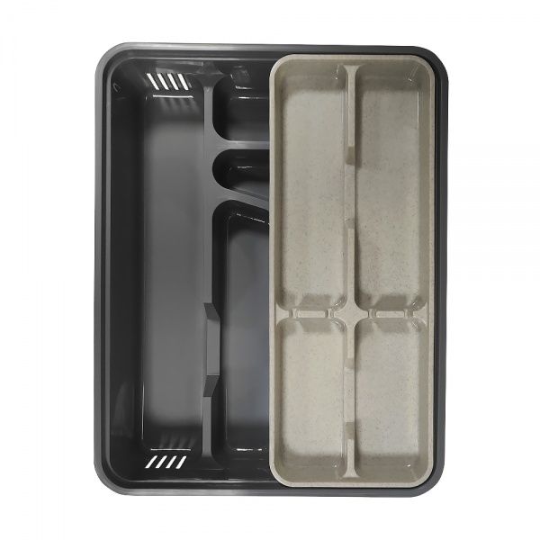 Лоток для столовых приборов ФИКС со вставкой серый с кремовым Flamberg