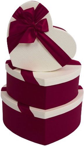 Коробка подарочная Сердце красное с бантиком 3365-1 22.7x19.8x9 см