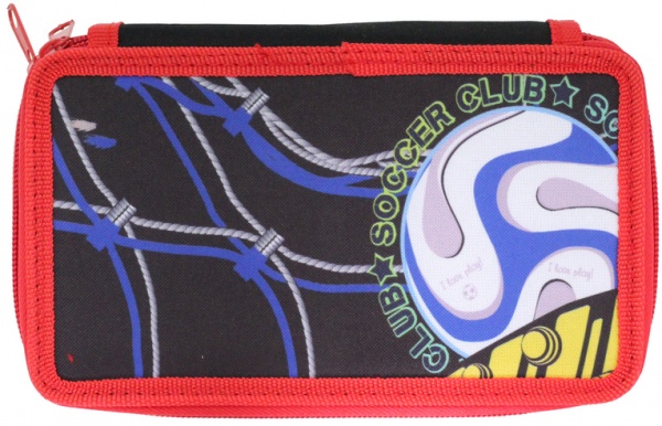 Пенал 2-ярусный Football 99511 CLASS черный с красным