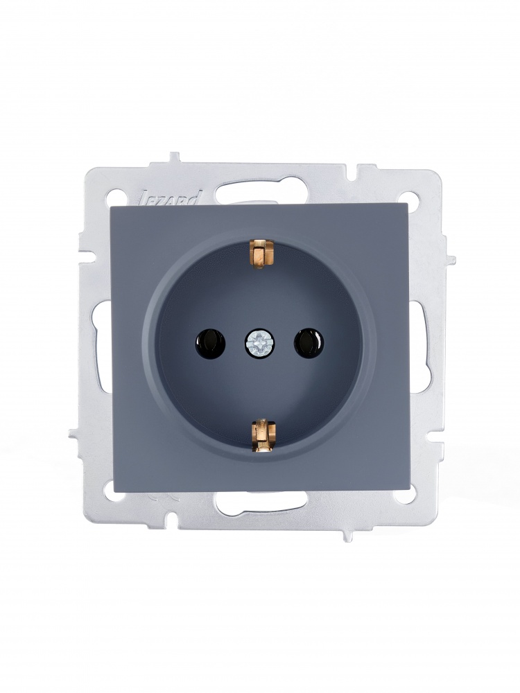 Розетка побутова із заземленням Lezard Vesna шефілд грей 742-3488-124B
