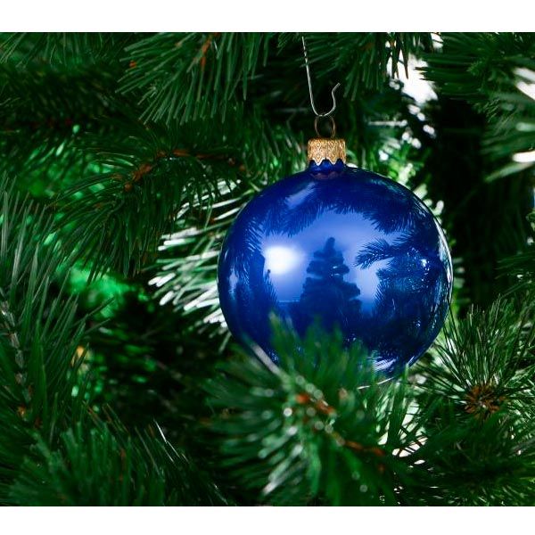Шар стеклянный d80 глянец синий