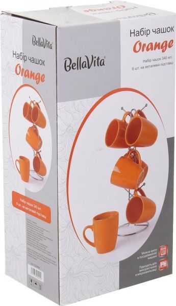 Набор чашек Orange 6 шт. на металлической подставке Bella Vita