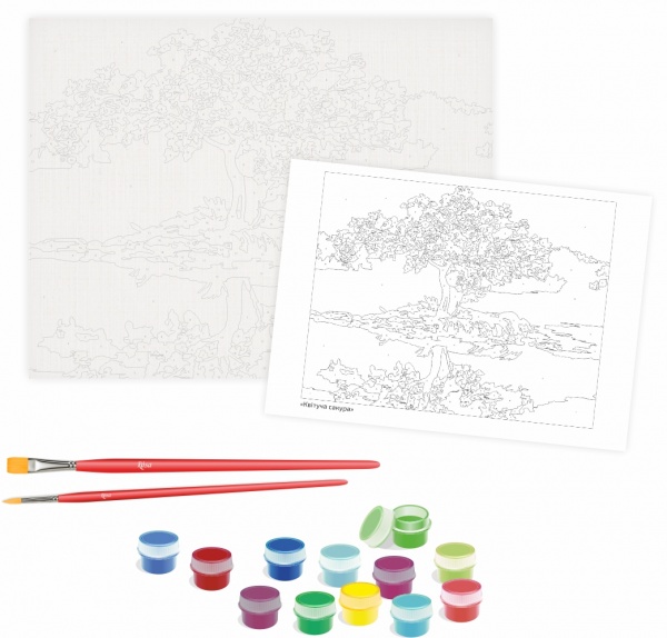 Набір, техніка акриловий живопис за номерами Квітуча сакура 35х45 см Rosa Start 