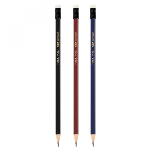 Карандаш графитный трехгранный с ластиком PL1677 Baoke