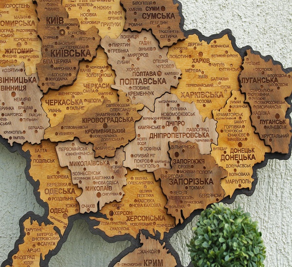 Панно декоративне Карта України 3D + подарункова коробка 64,6x92,5 см коричневий 