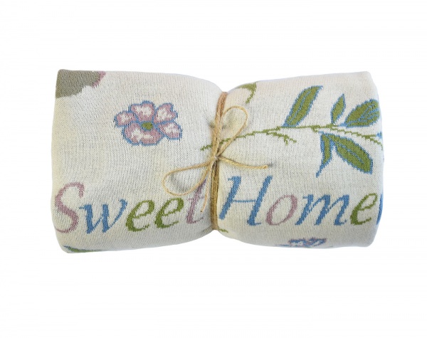 Плед Sweet home 130x170 см бежевый с рисунком