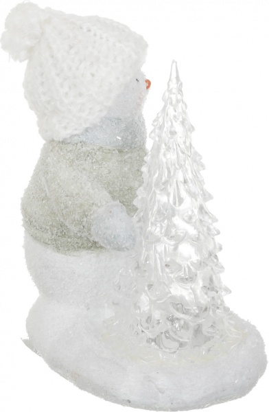 Фигурка декоративная светодиодная (LED) Снеговик с елкой 920241 14 см 