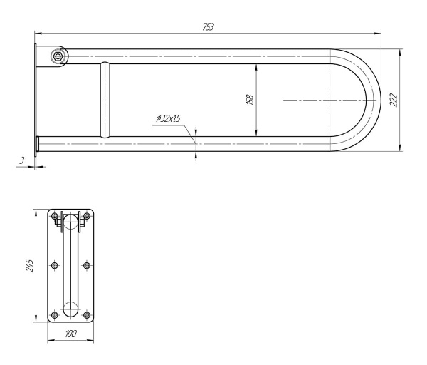 Поручень для ванной комнаты Laris настенный откидной