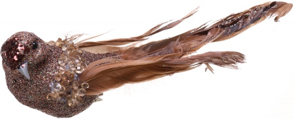 Декоративна новорічна фігура Пташка на кліпсі HC4502080 5х7х23 см 