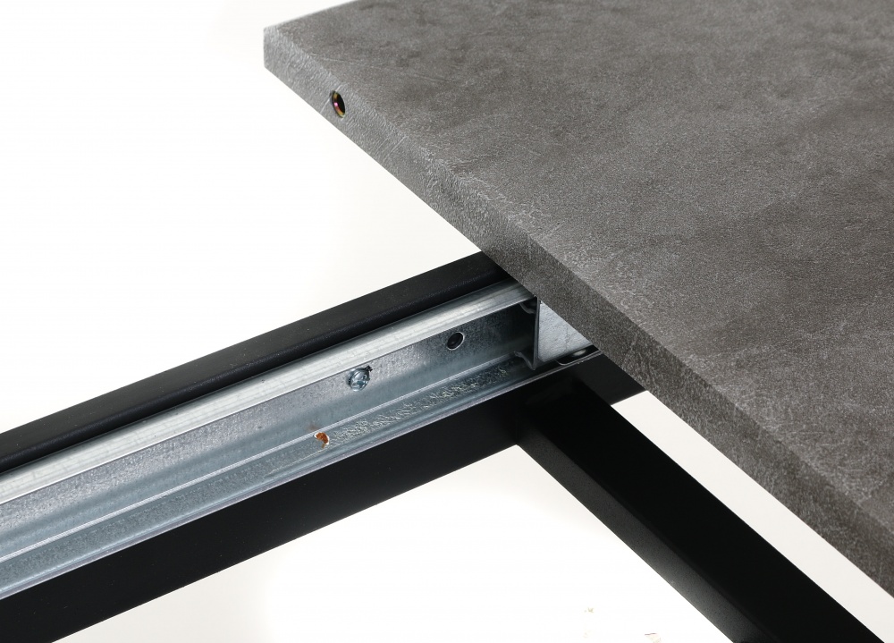 Стол обеденный Канзас 1200(1550)x730x750мм сланец темный/черный