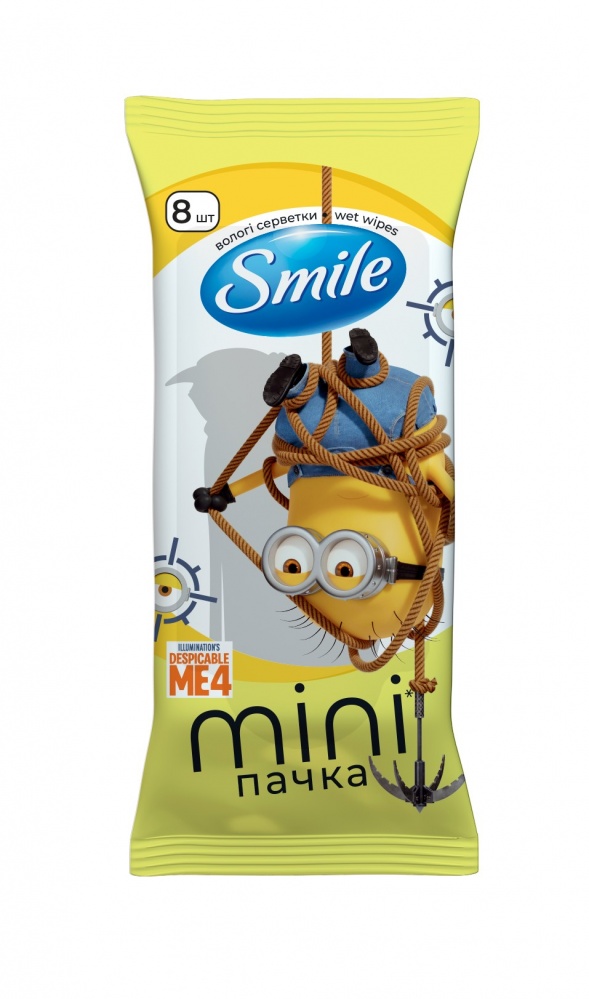 Вологі серветки Smile MINI Міньйони 8 шт.