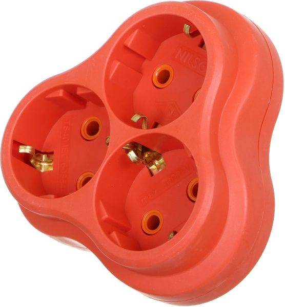 Комплект Nilson удлинитель + тройник с заземлением 3 гн. оранжевый 2 м 