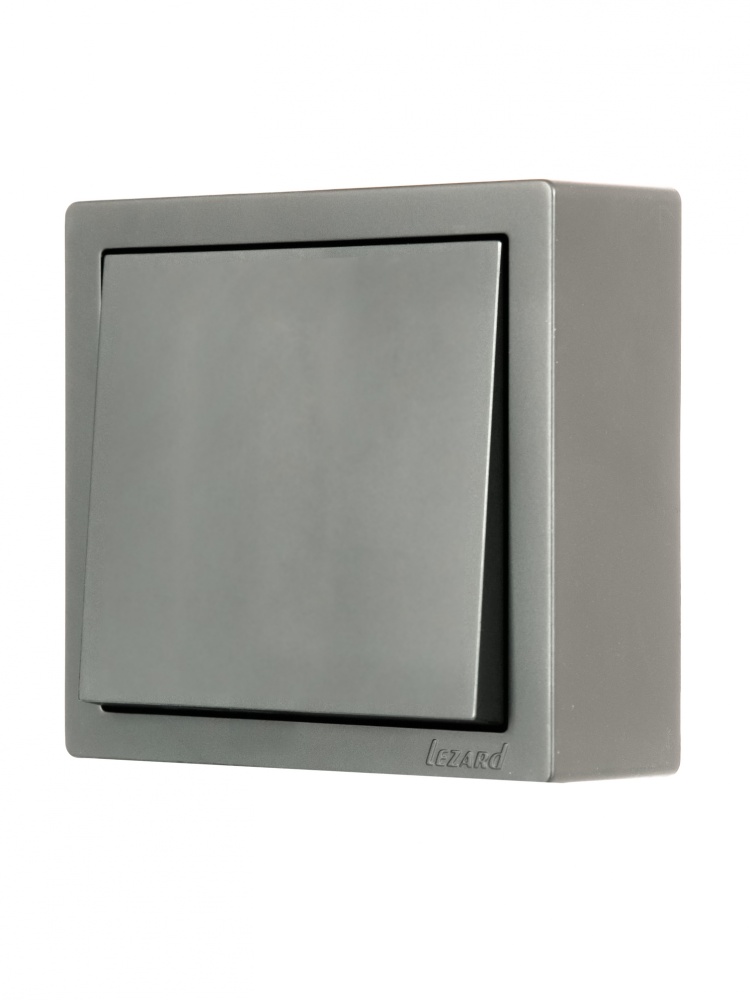 Вимикач накладний одноклавішний Lezard LETO без підсвітки платина металік 752-3500-100