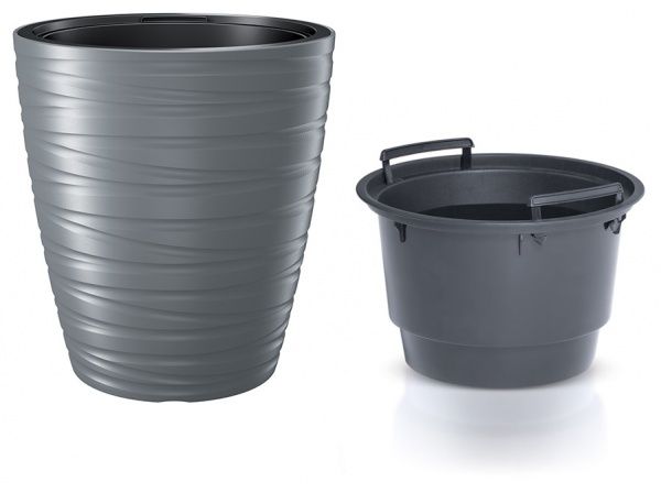 Горщик для квітів Prosperplast MAZE 375х419 мм круглий біло-сірий 