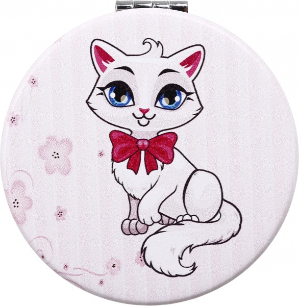 Зеркало карманное косметическое Лідер Канц Котик круглое 12 вариантов в ассортименте 