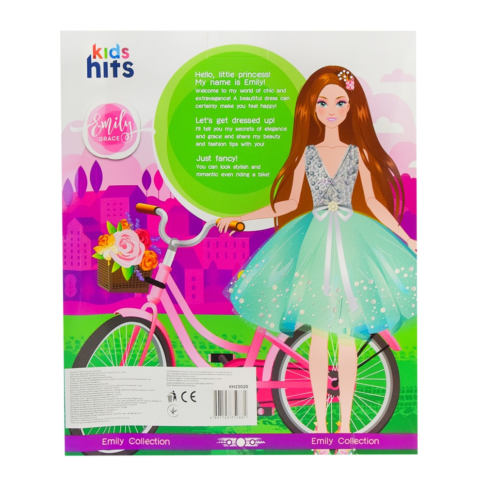 Кукла шарнирная Kids Hits Emily Romantic с велосипедом KH23/020