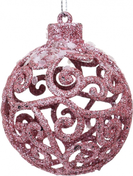 Декоративна підвіска Куля 7 см рожевий HF2K756