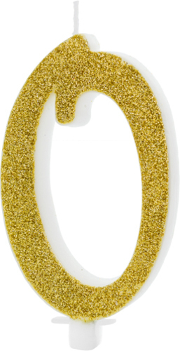 Свічка для торта Partydeco цифра 0 золота 10 см (SCU4-0-019)