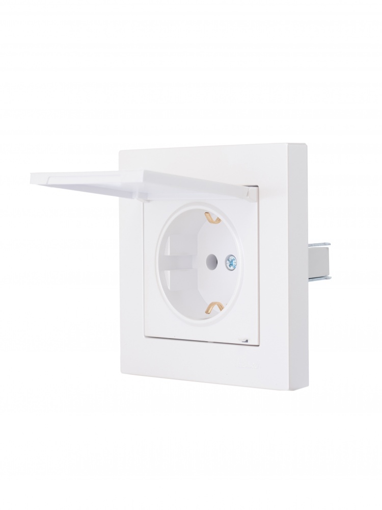Розетка з кришкою 1 із заземленням Lezard Vesna IP20 білий 742-0288-123B