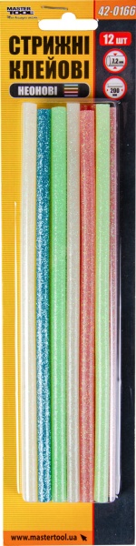 Стержни клеевые MasterTool цветные неоновые 7,2 мм 12 шт. 42-0166