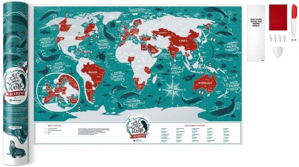Скретч-карта світу Travel Map Marine World (англ.) 1DEA.me 