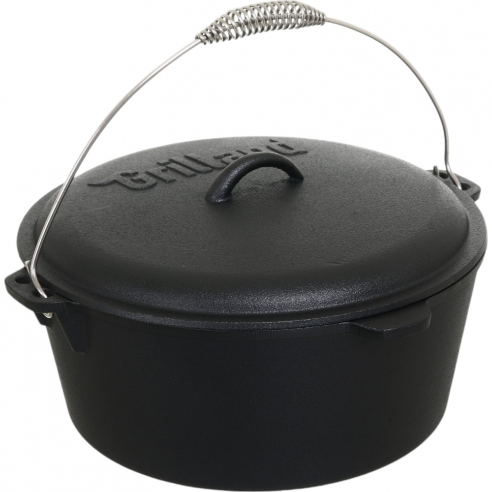 Казан Grilland ø315 мм 135 мм 8 л чугунный туристический с крышкой UHR111705