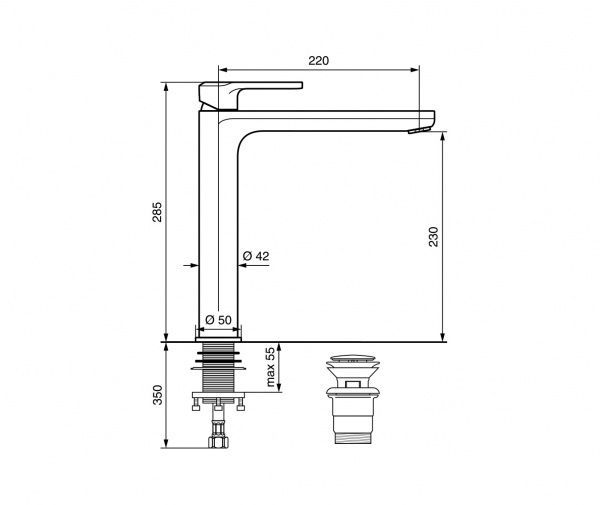 Змішувач для умивальника Emmevi Rubinetterie Неффер CR77003TC BIG
