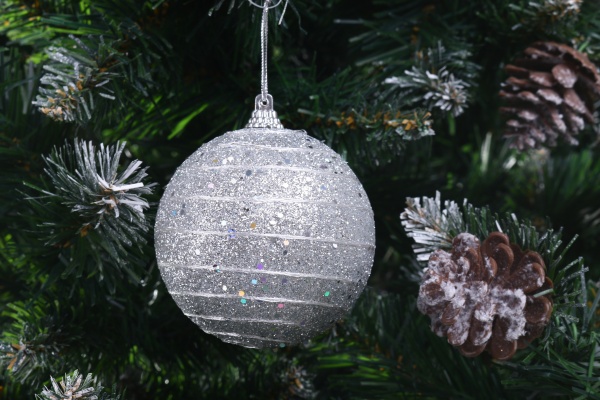 Куля новорічна Shunda пінопластикова 80 мм срібний SDA200680S