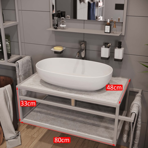 Тумба под умывальник Altstahl Tero 1 с одним поручнем (766x330x466) серая